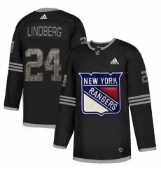 Men's Adidas New York Rangers #24 Oscar Lindberg Black Authentic Classic Stitched NHL Jersey