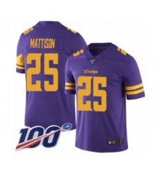 Men's Minnesota Vikings #25 Alexander Mattison Limited Purple Rush Vapor Untouchable 100th Season Football Jersey
