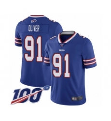 Men's Buffalo Bills #91 Ed Oliver Royal Blue Team Color Vapor Untouchable Limited Player 100th Season Football Jersey