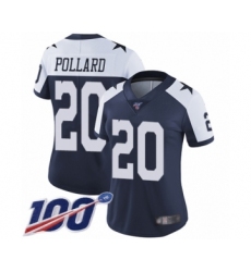Women's Dallas Cowboys #20 Tony Pollard Navy Blue Throwback Alternate Vapor Untouchable Limited Player 100th Season Football Jersey