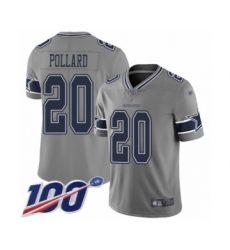 Youth Dallas Cowboys #20 Tony Pollard Limited Gray Inverted Legend 100th Season Football Jersey