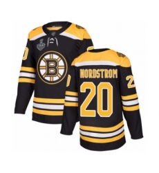Men's Boston Bruins #20 Joakim Nordstrom Authentic Black Home 2019 Stanley Cup Final Bound Hockey Jersey