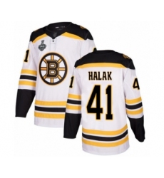Youth Boston Bruins #41 Jaroslav Halak Authentic White Away 2019 Stanley Cup Final Bound Hockey Jersey