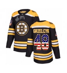 Men's Boston Bruins #48 Matt Grzelcyk Authentic Black USA Flag Fashion 2019 Stanley Cup Final Bound Hockey Jersey