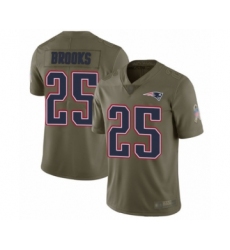 Youth New England Patriots #25 Terrence Brooks Limited Olive 2017 Salute to Service Football Jersey