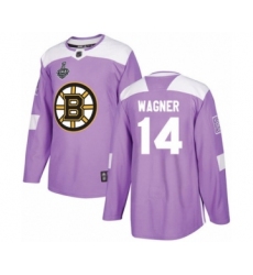 Youth Boston Bruins #14 Chris Wagner Authentic Purple Fights Cancer Practice 2019 Stanley Cup Final Bound Hockey Jersey