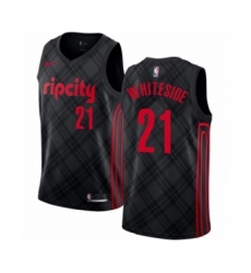 Men's Portland Trail Blazers #21 Hassan Whiteside Swingman Black Basketball Jersey - City Edition
