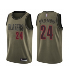 Youth Portland Trail Blazers #24 Kent Bazemore Swingman Green Salute to Service Basketball Jersey
