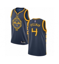 Men's Golden State Warriors #4 Omari Spellman Authentic Navy Blue Basketball Jersey - City Edition