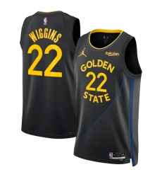 Men's Golden State Warriors #22 Andrew Wiggins Black 2024-25 Statement Edition Stitched Basketball Jersey