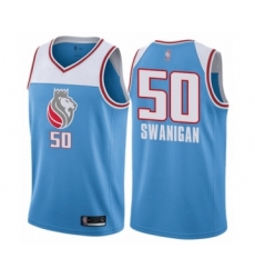 Youth Sacramento Kings #50 Caleb Swanigan Swingman Blue Basketball Jersey - City Edition