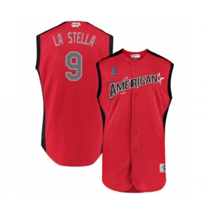 Men's Los Angeles Angels of Anaheim #9 Tommy La Stella Authentic Red American League 2019 Baseball All-Star Jersey