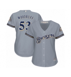 Women's Milwaukee Brewers #53 Brandon Woodruff Authentic Grey Road Cool Base Baseball Jersey