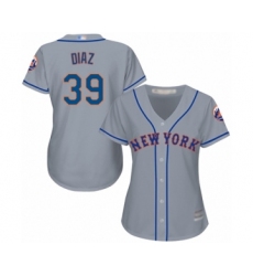 Women's New York Mets #39 Edwin Diaz Authentic Grey Road Cool Base Baseball Jersey