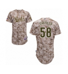 Men's Cincinnati Reds #58 Luis Castillo Authentic Camo Alternate Cool Base Baseball Jersey