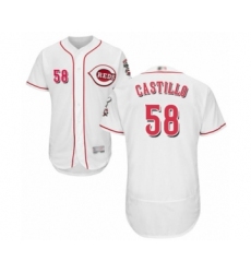 Men's Cincinnati Reds #58 Luis Castillo White Home Flex Base Authentic Collection Baseball Jersey