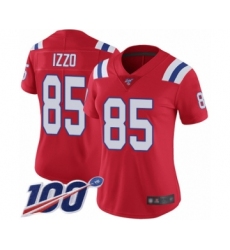 Women's New England Patriots #85 Ryan Izzo Red Alternate Vapor Untouchable Limited Player 100th Season Football Jersey