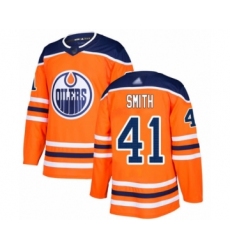 Men's Edmonton Oilers #41 Mike Smith Authentic Orange Home Hockey Jersey