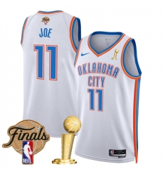 Men's Oklahoma City Thunder #11 Isaiah Joe White 2025 Finals And Finals Champions Association Edition Stitched Basketball Jersey