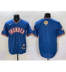 Men's Oklahoma City Thunder Blank Blue 2025 Finals Vapor Stitched Baseball Jersey