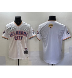 Men's Oklahoma City Thunder Blank White 2025 Finals Vapor Stitched Baseball Jersey