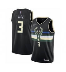 Men's Milwaukee Bucks #3 George Hill Authentic Black Finished Basketball Jersey - Statement Edition
