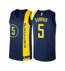 Youth Indiana Pacers #5 Edmond Sumner Swingman Navy Blue Basketball Jersey - City Edition