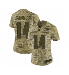 Women's New England Patriots #14 Mohamed Sanu Sr Limited Camo 2018 Salute to Service Football Jersey