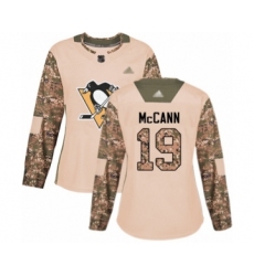Women's Pittsburgh Penguins #19 Jared McCann Authentic Camo Veterans Day Practice Hockey Jersey