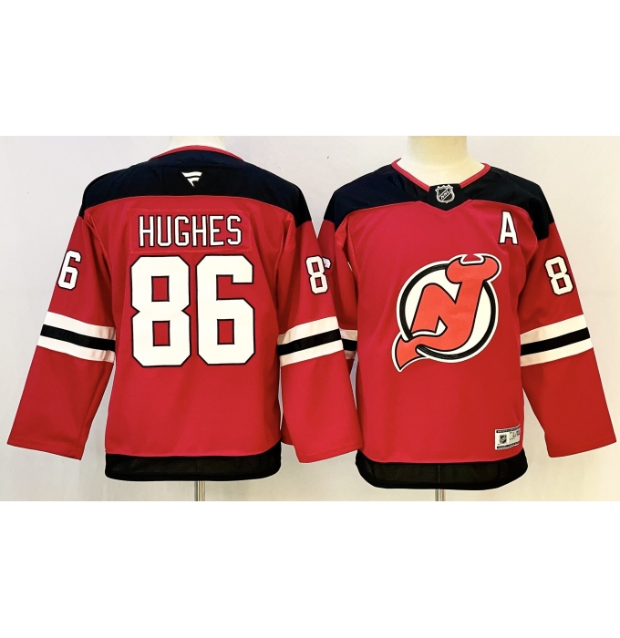 Youth New Jersey Devils #86 Jack Hughes Red With A Stitched Jersey