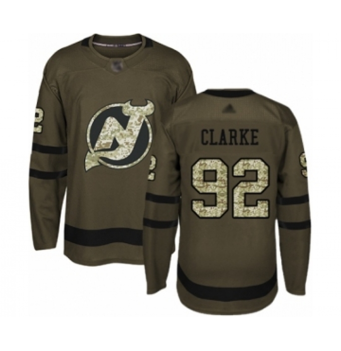 Men's New Jersey Devils #92 Graeme Clarke Authentic Green Salute to Service Hockey Jersey