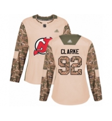 Women's New Jersey Devils #92 Graeme Clarke Authentic Camo Veterans Day Practice Hockey Jersey