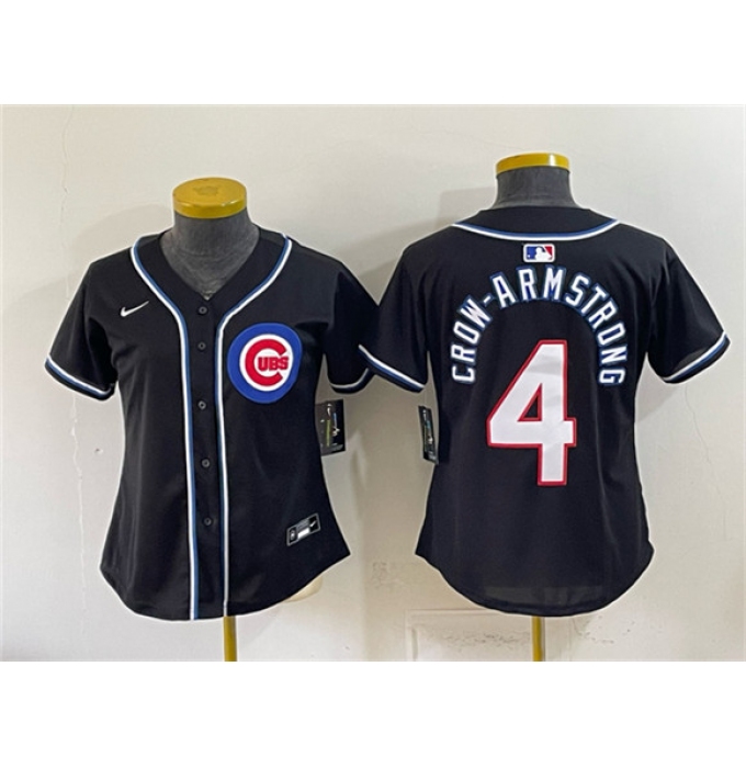 Youth Chicago Cubs #4 Pete Crow-Armstrong 2026 Fashion Replica Black Out Stitched Baseball Jersey