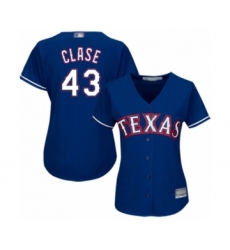 Women's Texas Rangers #43 Emmanuel Clase Authentic Royal Blue Alternate 2 Cool Base Baseball Player Jersey