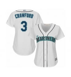Women's Seattle Mariners #3 J.P. Crawford Authentic White Home Cool Base Baseball Player Jersey