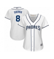 Women's San Diego Padres #8 Javy Guerra Authentic White Home Cool Base Baseball Player Jersey