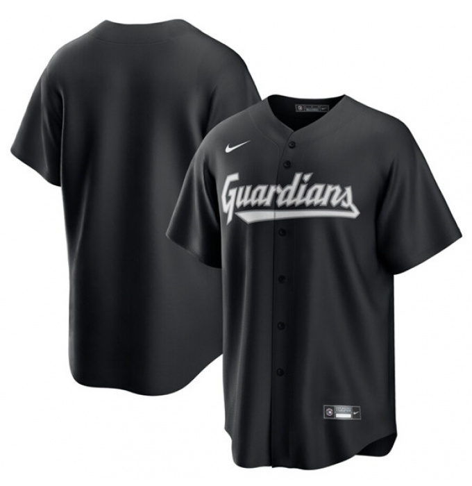 Men's Cleveland Guardians Blank Black Lights Out Limited Stitched Baseball Jersey
