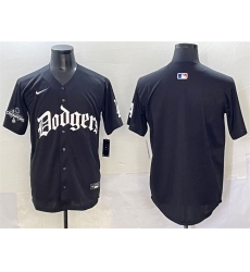 Men's Los Angeles Dodgers Blank Black 2025 LA Gothic Style With 2024 World Series Champions Vapor Premier Limited Stitched Baseball Jersey