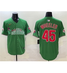 Men's Philadelphia Phillies #45 Zack Wheeler Green Phanatic Limited Stitched Jersey