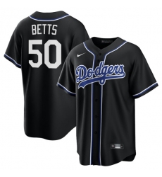 Men's Los Angeles Dodgers #50 Mookie Betts Black Lights Out Limited Stitched Baseball Jersey
