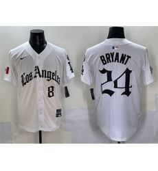 Men's Los Angeles Dodgers Front #8 Back #24 Kobe Bryant White Mexico 2025 LA Gothic Style With Fernando Vapor Premier Limited Stitched Baseball Jersey