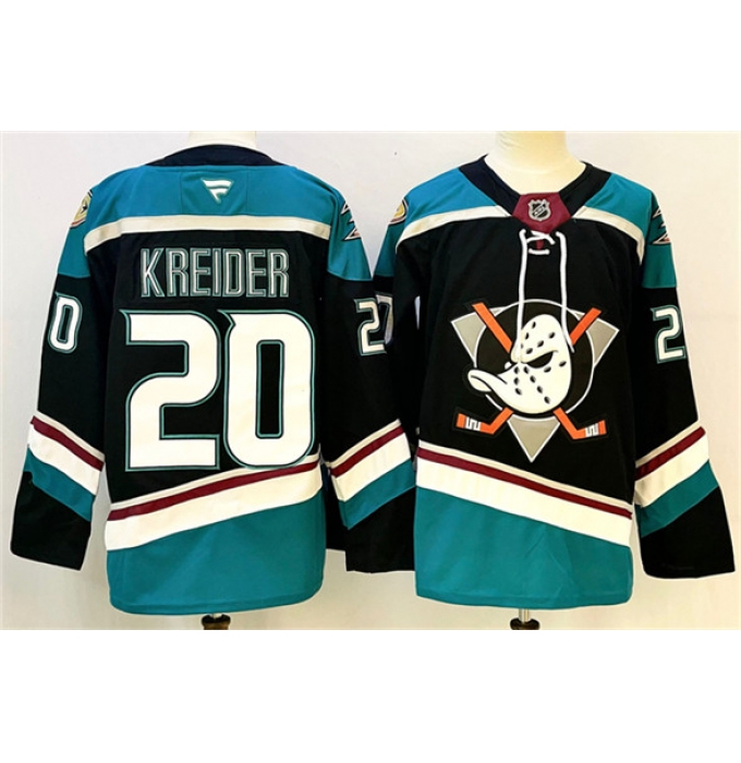 Men's Anaheim Ducks #20 Chris Kreider Black Teal 2024-25 Stitched Jersey