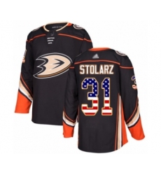Youth Anaheim Ducks #31 Anthony Stolarz Authentic Black USA Flag Fashion Hockey Jersey