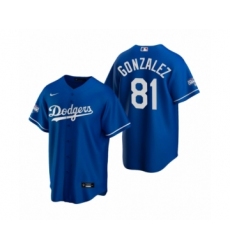 Men's Los Angeles Dodgers #81 Victor Gonzalez Royal 2020 World Series Champions Replica Jersey