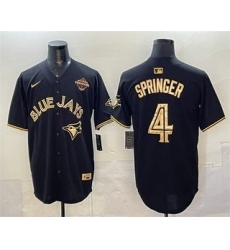 Men's Toronto Blue Jays #4 George Springer Black Gold 2025 American League Champions Limited Stitched Jersey