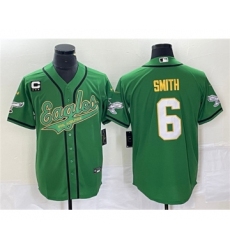 Men's Nike Philadelphia Eagles #6 DeVonta Smith Green Gold C Cool Base Baseball Stitched Jersey
