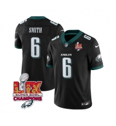 Men's Philadelphia Eagles #6 DeVonta Smith Black 2025 Eagles Logo Super Bowl LIX New F.U.S.E. Vapor Limited Football Stitched Jersey