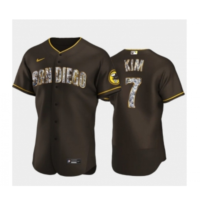 Men's San Diego Padres #7 Ha Seong Kim Diamond Edition Brown Jersey