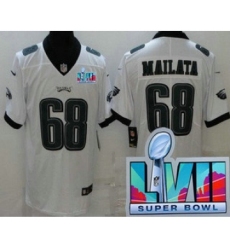 Men's Philadelphia Eagles #68 Jordan Mailata Limited White Super Bowl LVII Vapor Jersey
