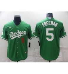 Men's Los Angeles Dodgers #5 Freddie Freeman Green 2021 Mexican Heritage Stitched Baseball Jersey